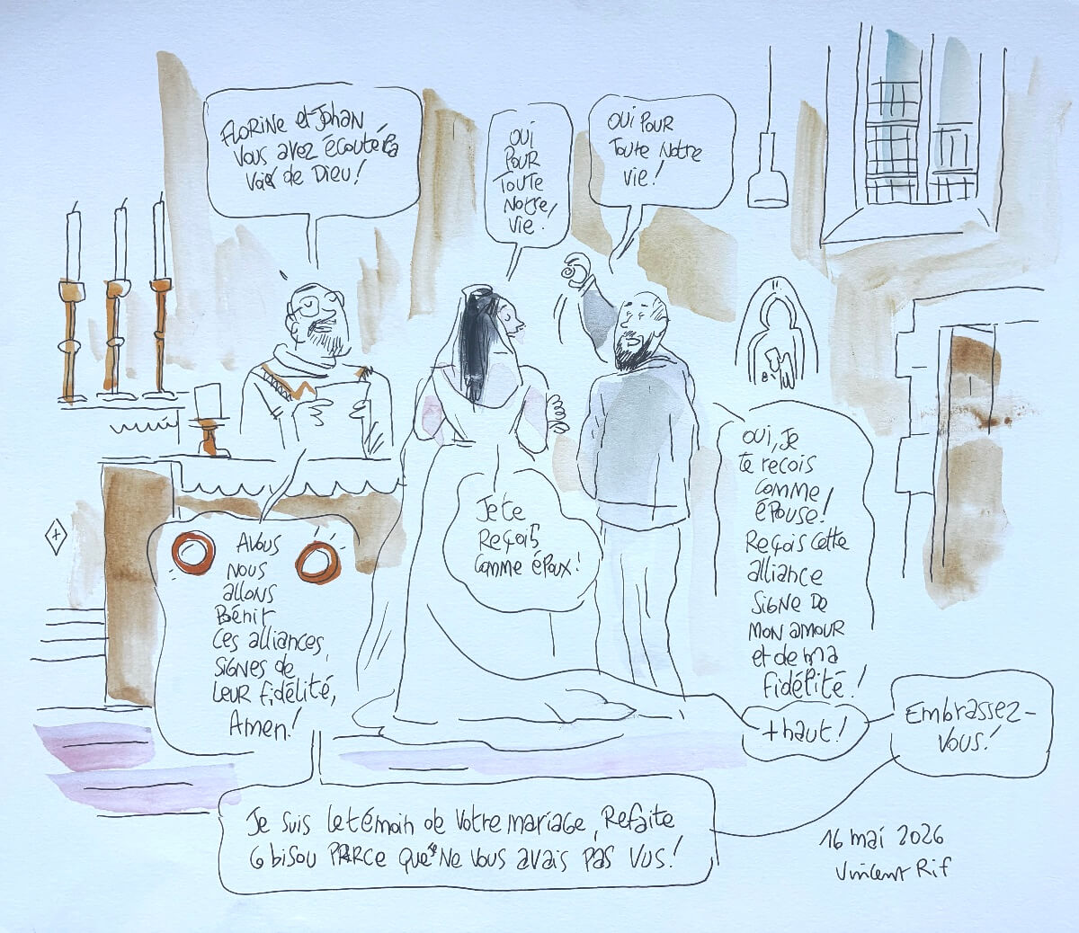 Messe-alliance Dessin fait au mariage de Florine et Johan