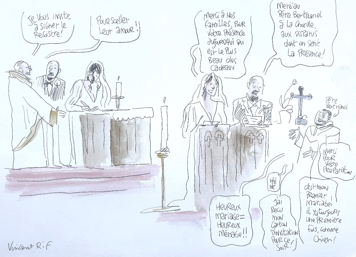Messe-signature Dessin fait au mariage de Florine et Johan
