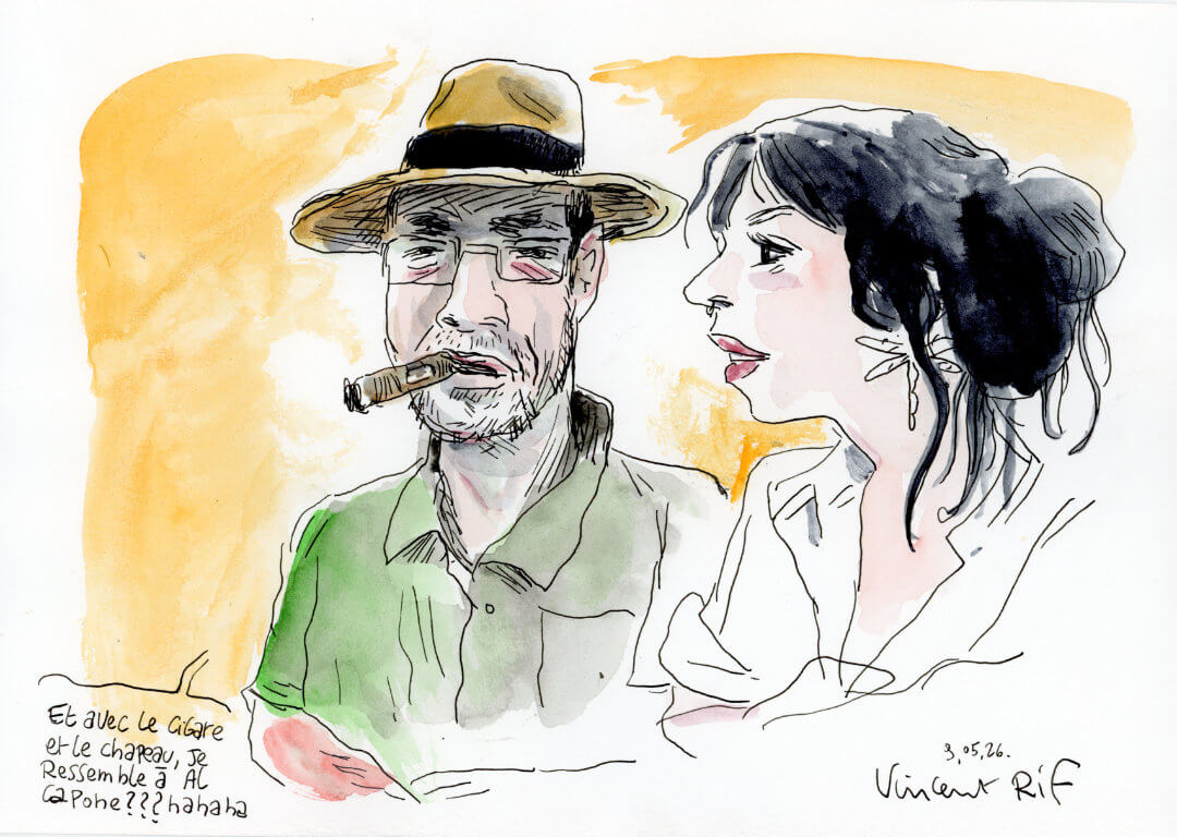 The-father-and-the-sister Dessin d'invités à un mariage, dont le papa