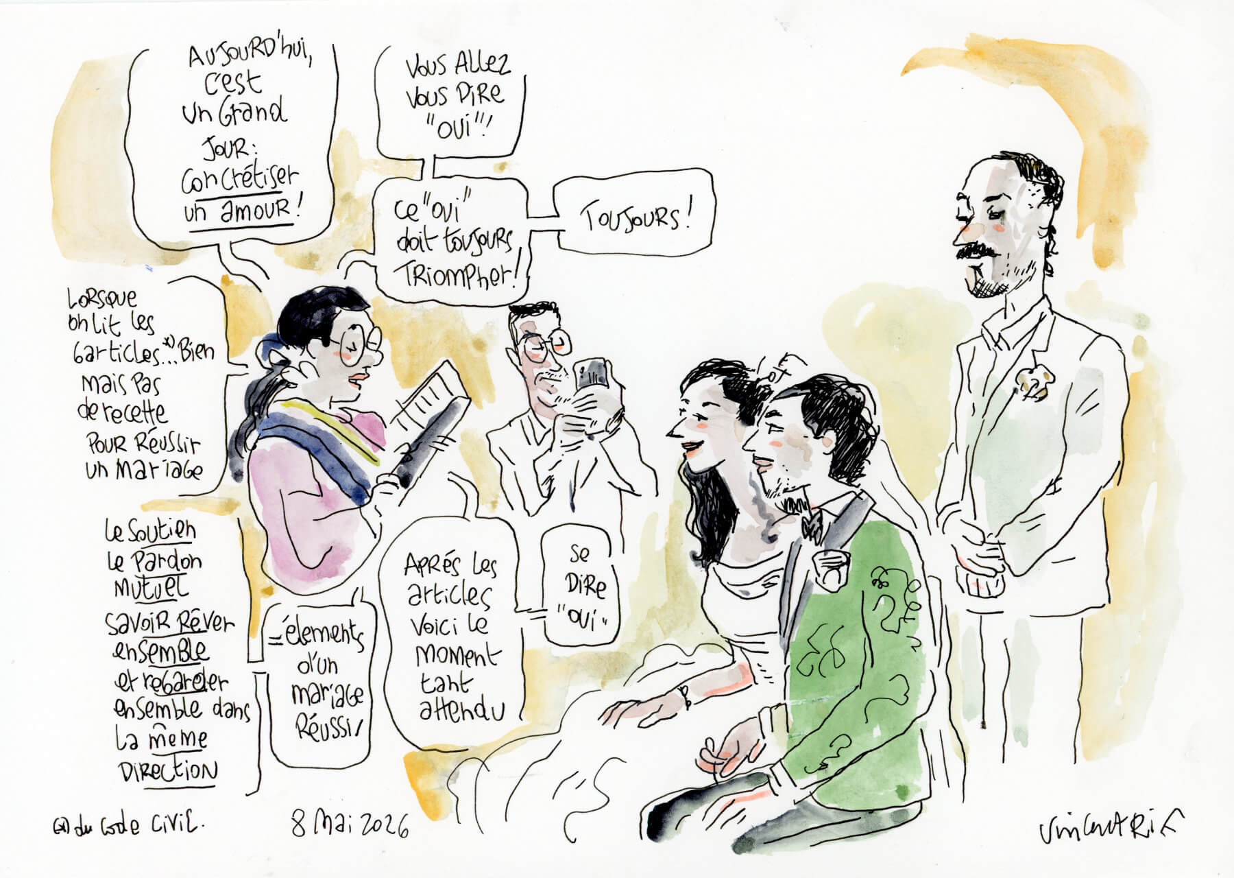 mariage-commune Dessin du discours de l'échevine de Woluwe