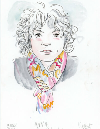 Portrait dessiné d'une invitée au mariage