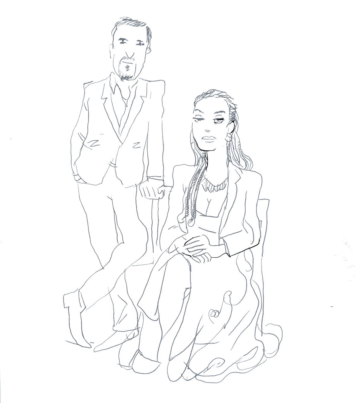 portrait de couple Dessin fait au mariage de Florine et Johan