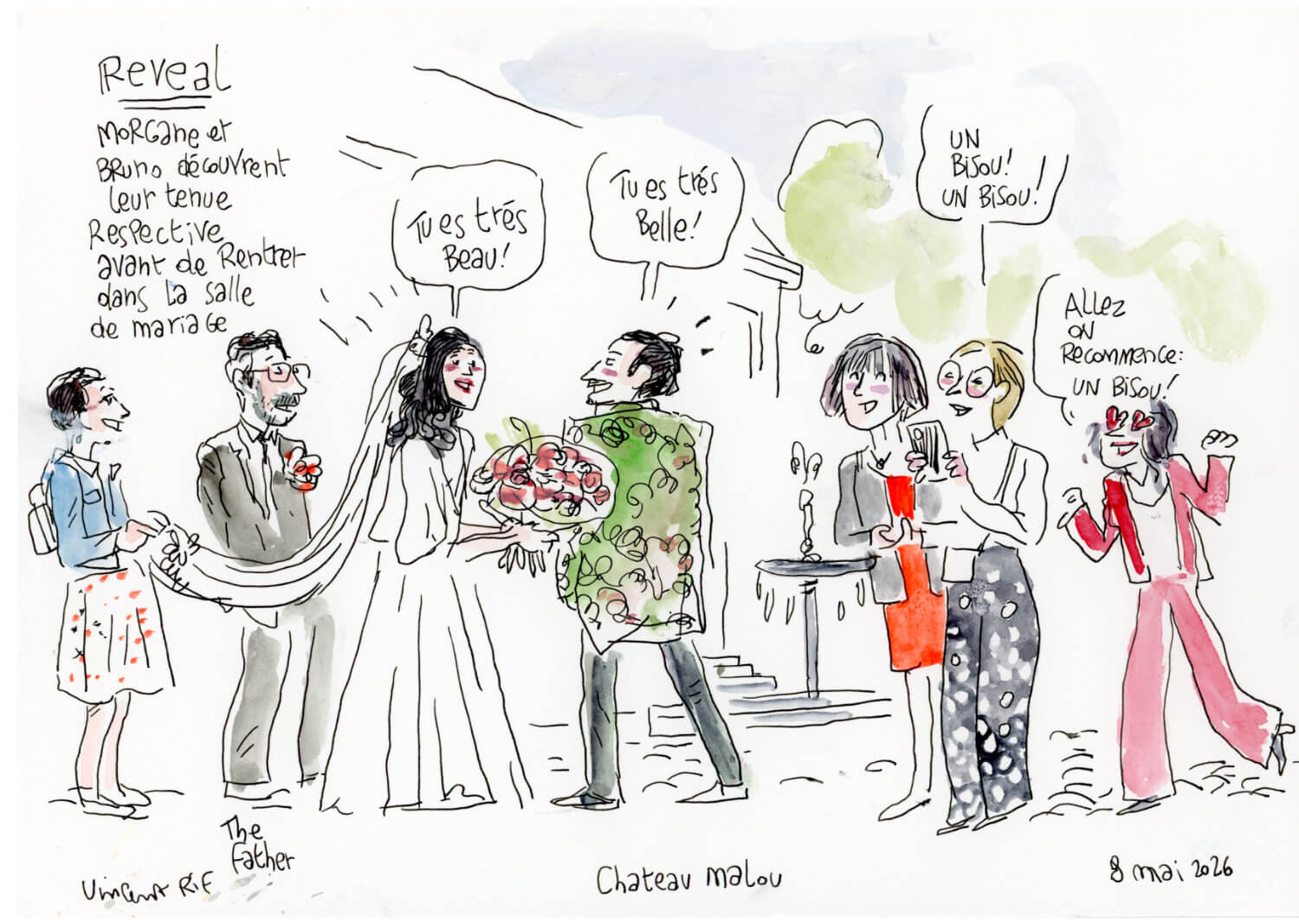 reveal Dessin du reveal d'un mariage à Woluwe