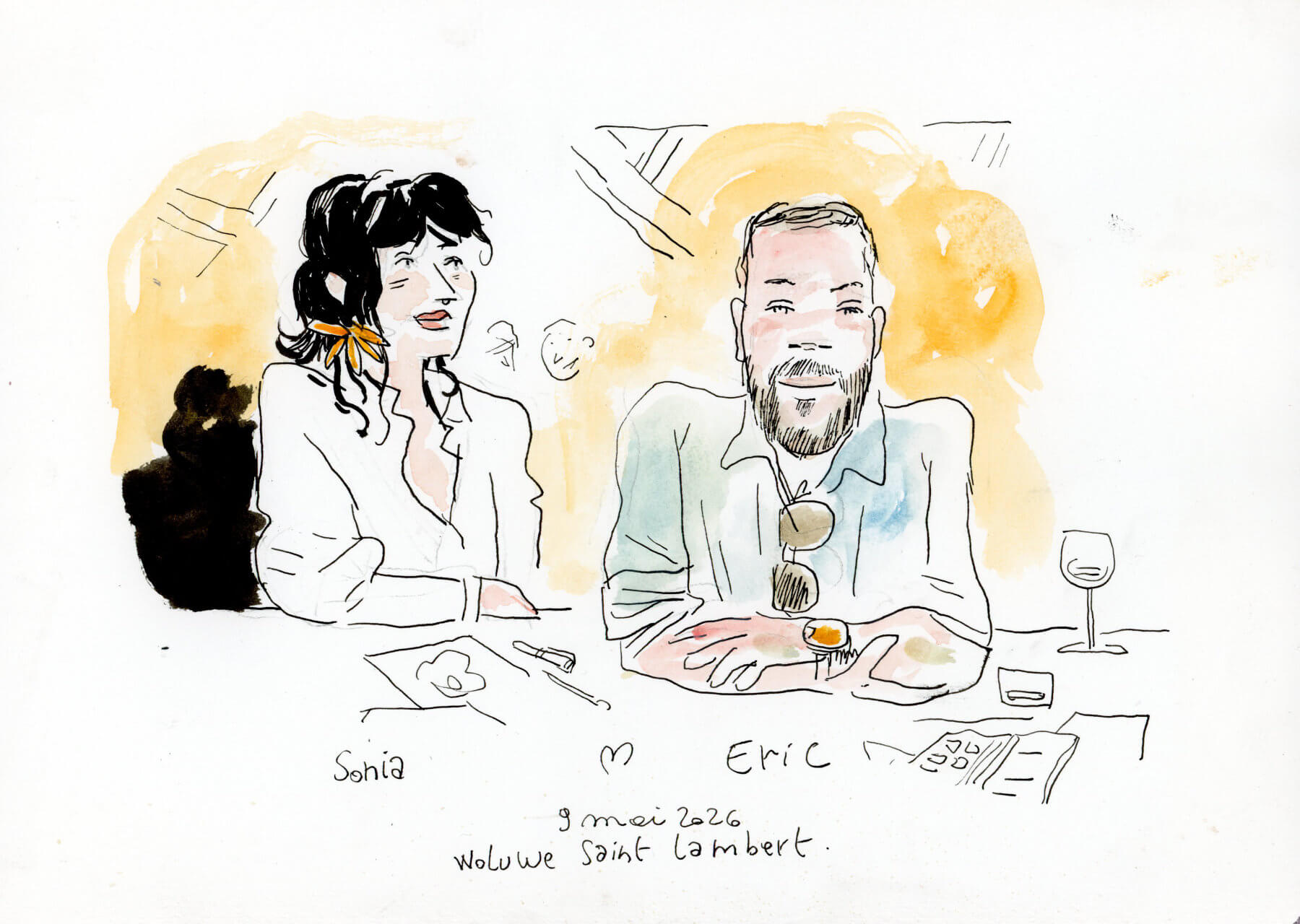 sonia-eric-portraits Dessin d'invités à un mariage