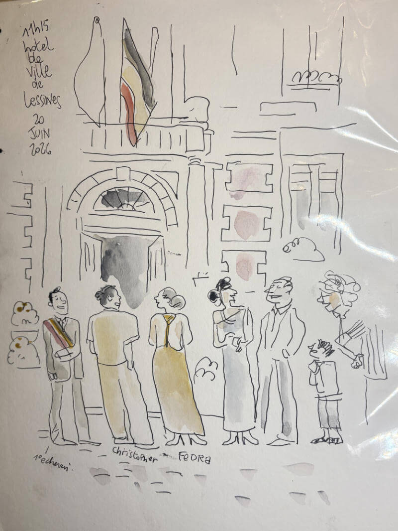 Commune web Dessin fait au mariage de Florine et Johan