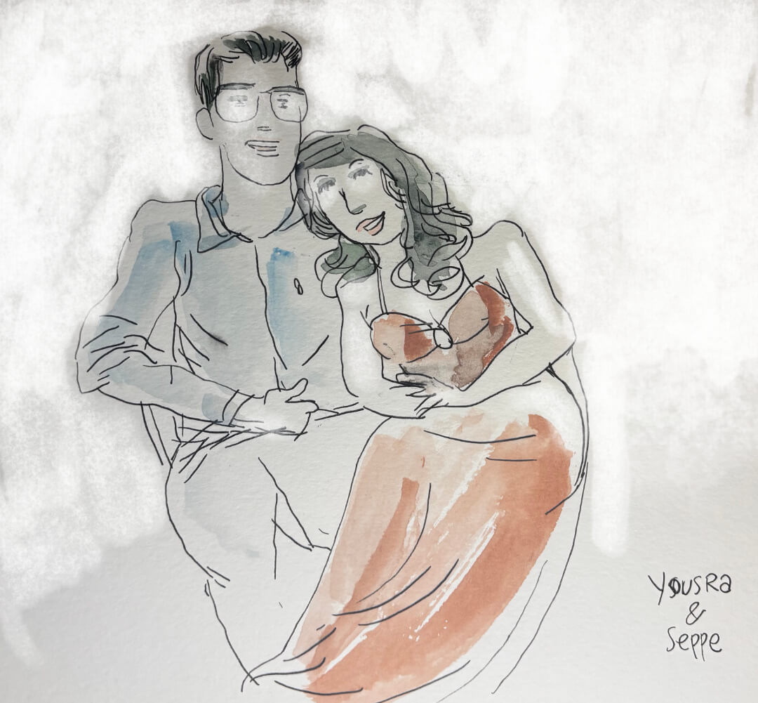 Yousra et seppe Dessin fait au mariage de Florine et Johan