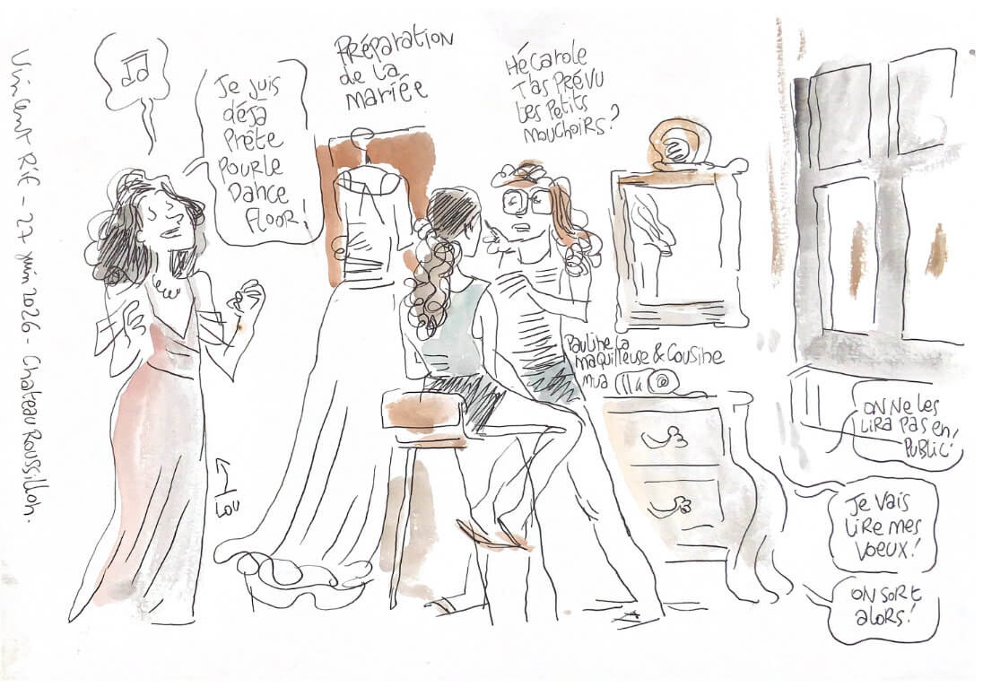 préparation des filles discours portraits au mariage de Louise et Romain, adèle