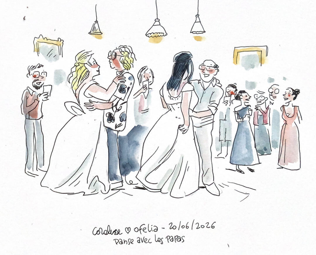 web-ofelia-coralise-dansent_2 Dessin fait au mariage de Florine et Johan
