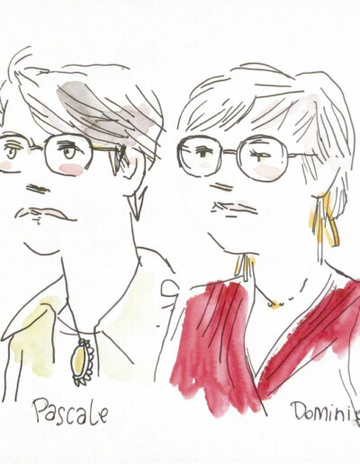 Dessin du mariage de Philippe et Christelle - abbaye d'aulne septembre 2026 portraits