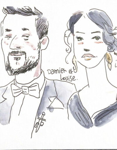 Dessin du mariage de Philippe et Christelle - abbaye d'aulne septembre 2026 portraits