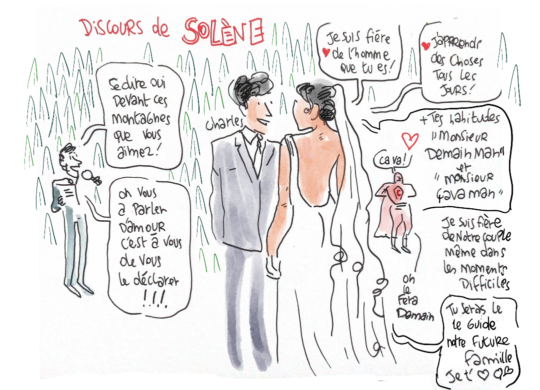 Dessin du mariage de Philippe et Christelle