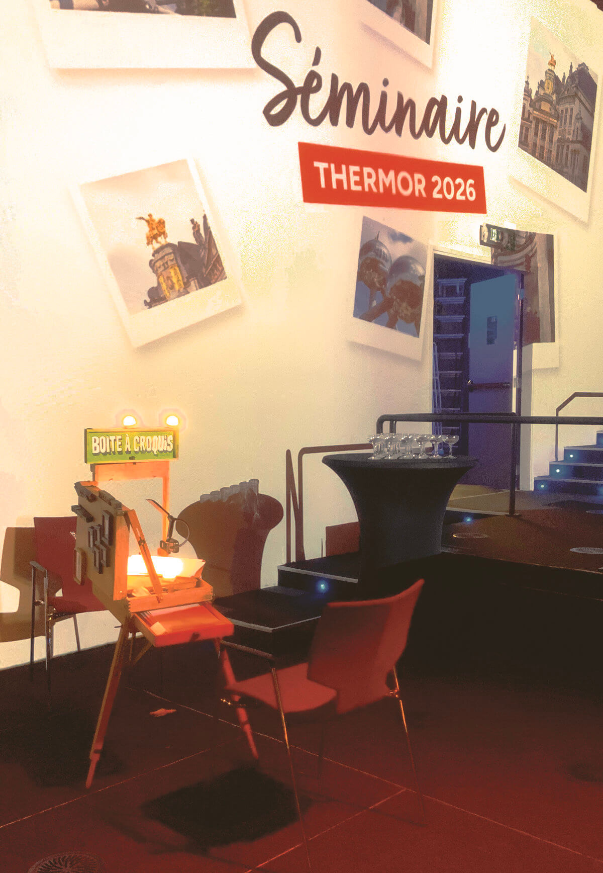 Photo de la boîte à croquis au Casino Viage de Bruxelles pour une soirée événement de Thermor France