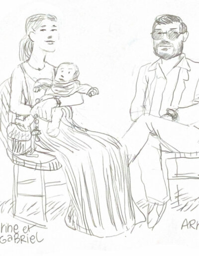 Dessin du mariage de Odile et Jean-Sébastien le 3 septembre 2026